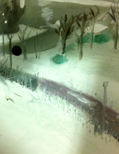 the long walk home oil and ink on paper 2010 helen mcnulty 30 x 17cm