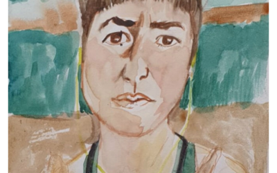 Healing Time, Self Portrait, Watercolour on Paper, 15 x 21cm, 2022