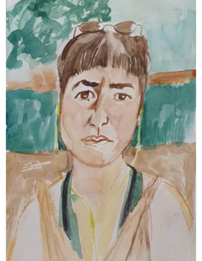 Healing Time Self Portrait, watercolour on paper, 15 x 21cm, 2022, by Irish artist Helen McNulty