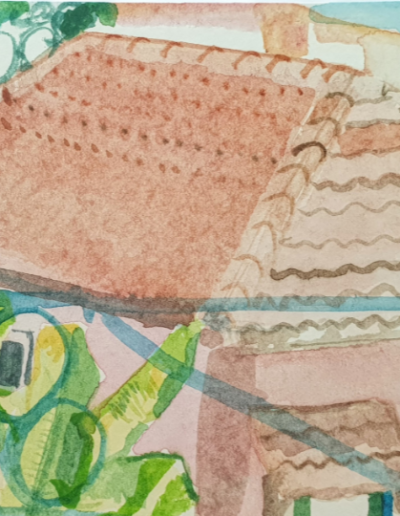 The House of the Gardener Who Never Stops Working, Watercolour on Paper, 14 x 9cm, 2022